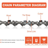 16 Inch Chain 3/8 LP Pitch .043 Gauge 55 DL for Stihl MS170 MS180 017 018 MS180C MS171 MS181 Chainsaw Replace 3610 005 0055 61PMM3 55 Semi Chisel